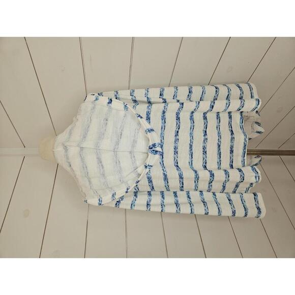 Isabella's Closet Medium White with turquoise stripes flowy cardigan or cover-up - Picture 3 of 5